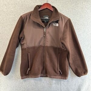The North Face Girls Size Large Denali Polartec Fleece Jacket Brown Full Zip